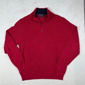 Brooks Brothers Large Cotton Cashmere Blend Mens Vibrant Red Button Knit Sweater